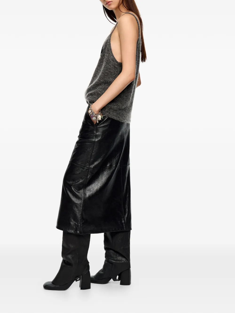  Bimba Y Lola Panelled Midi Skirt - Black 