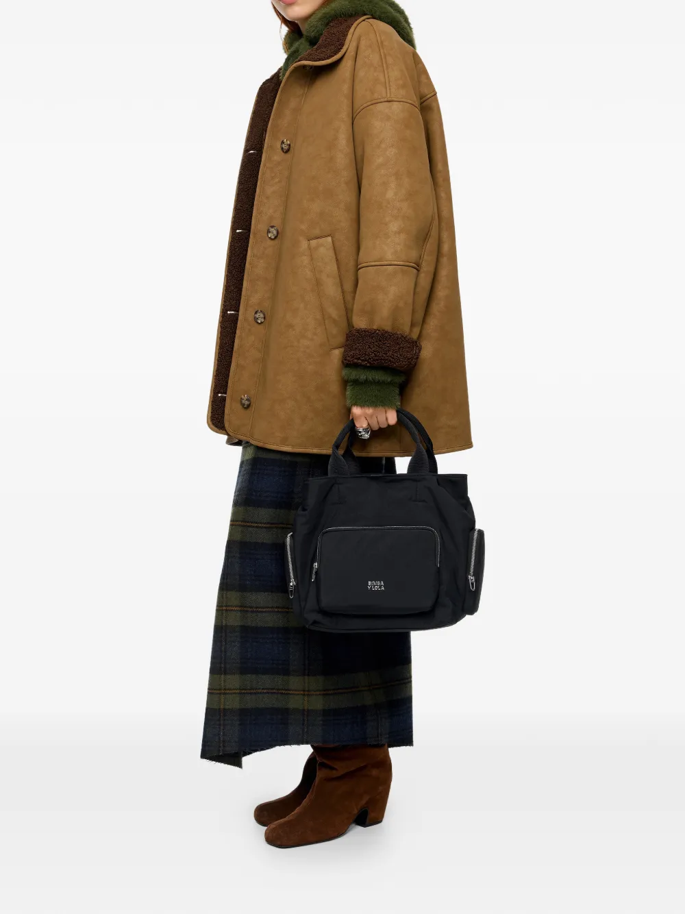 Bimba y Lola Shopper met ritssluiting en handvat - Zwart