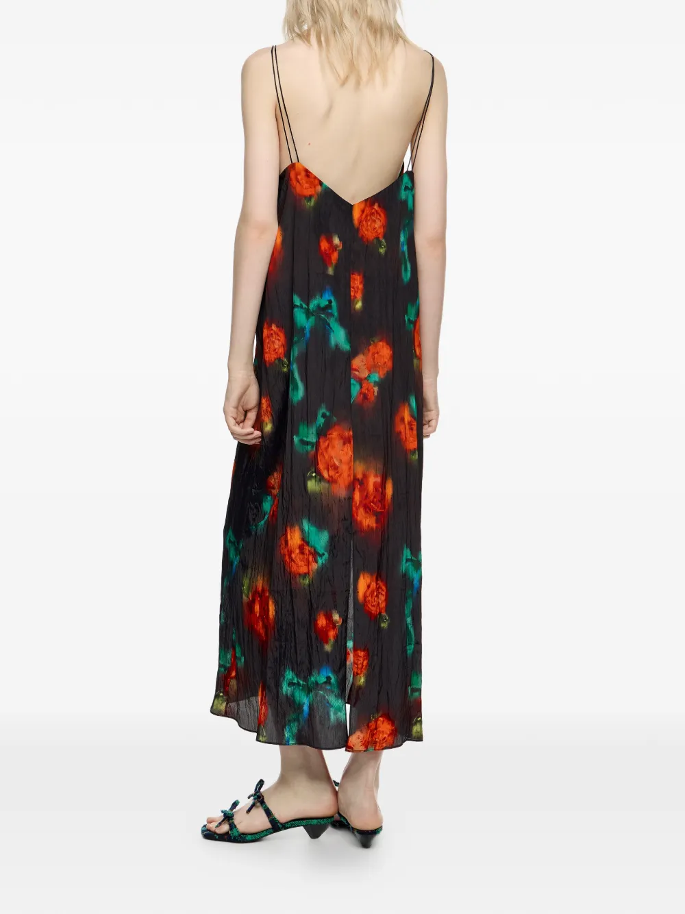 Bimba Y Lola Floral Button-up Maxi Dress In Black