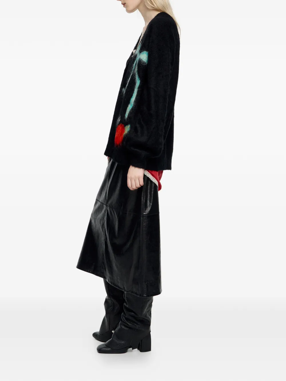 Bimba Y Lola Floral-print Cardigan In Black