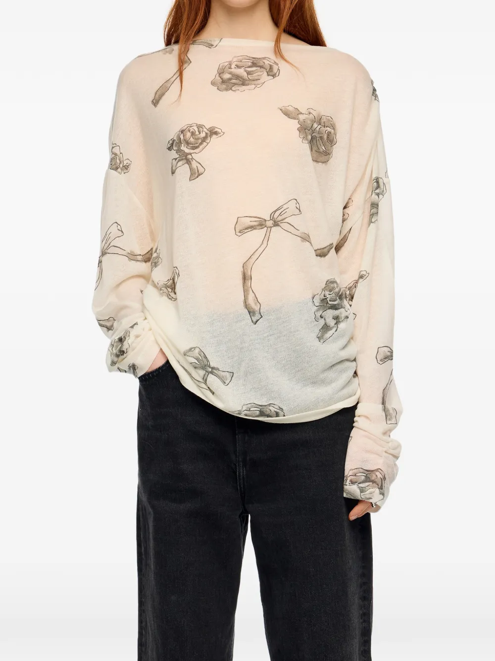 Bimba y Lola top con estampado gráfico | blanco | Image 1