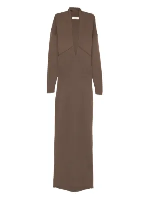 Rick Owens long-sleeved Ribbed Midi Dress | Brown | FARFETCH