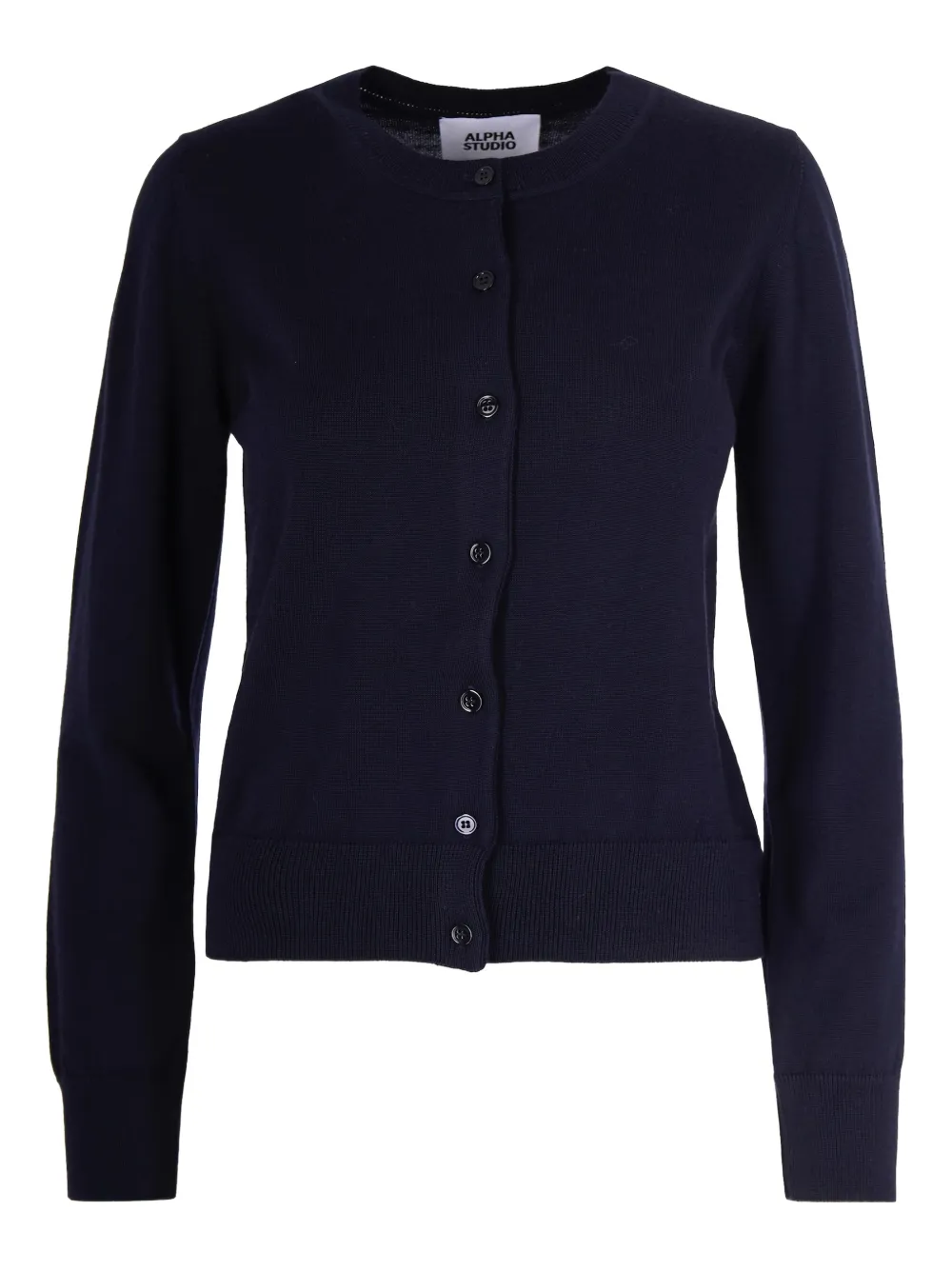 Alpha Studio Cardigan In Lana Merino Blu Notte In Blue