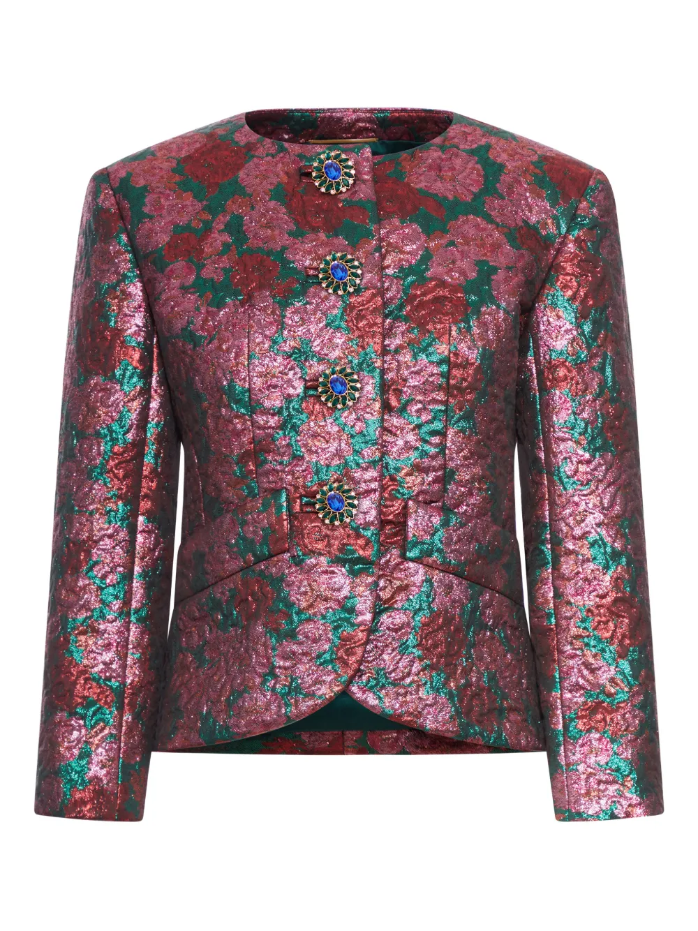 Saint Laurent Brocade Single-breasted Jacket In Multi