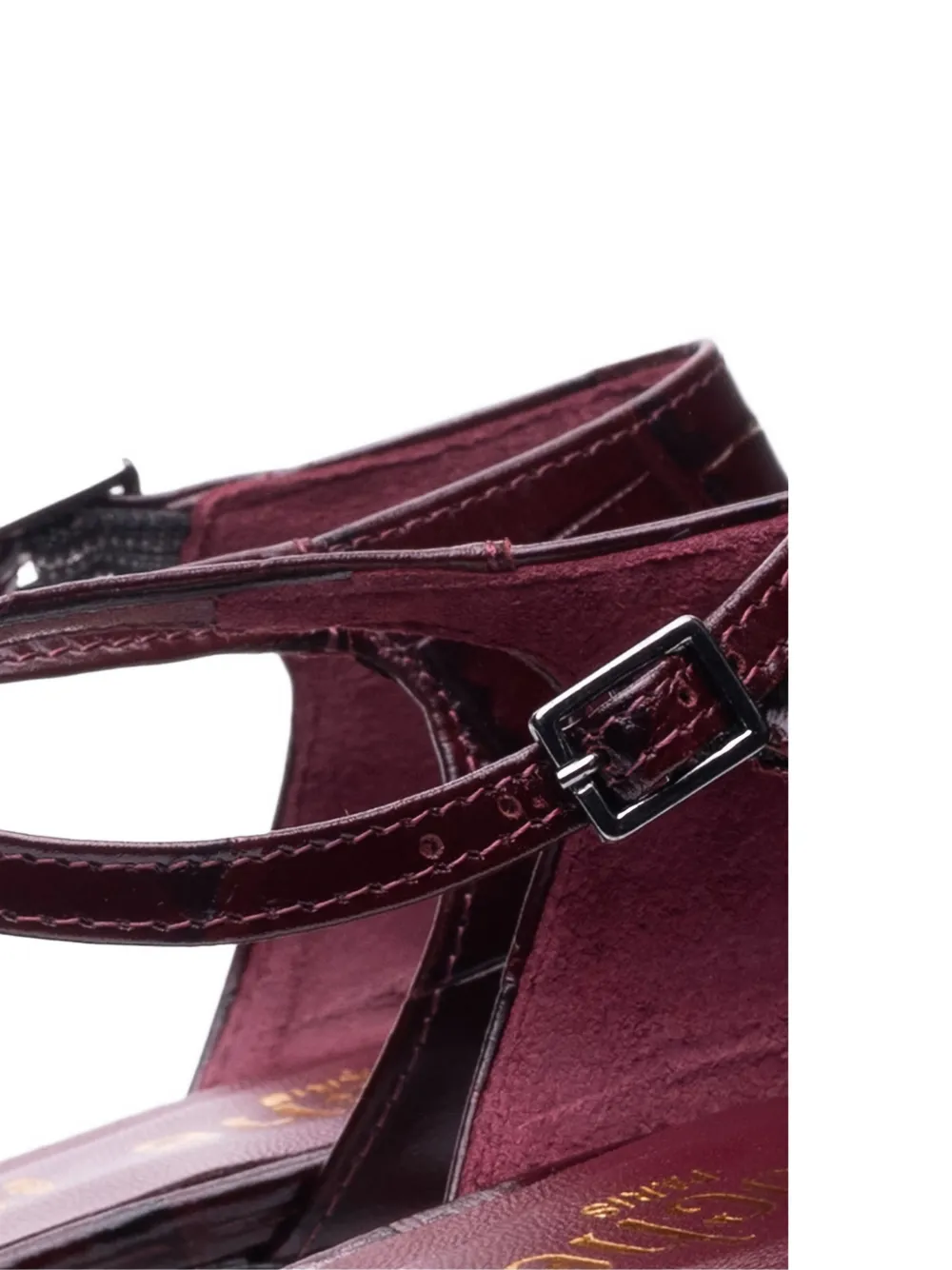 Poche Paris T-strap Pointed-toe Pumps In Burgundy