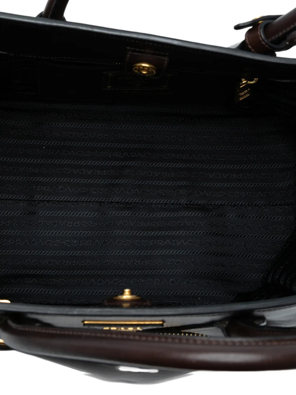 Pre-owned Prada 2000-2025 Soft Calf Shopping Tote Satchel In Brown