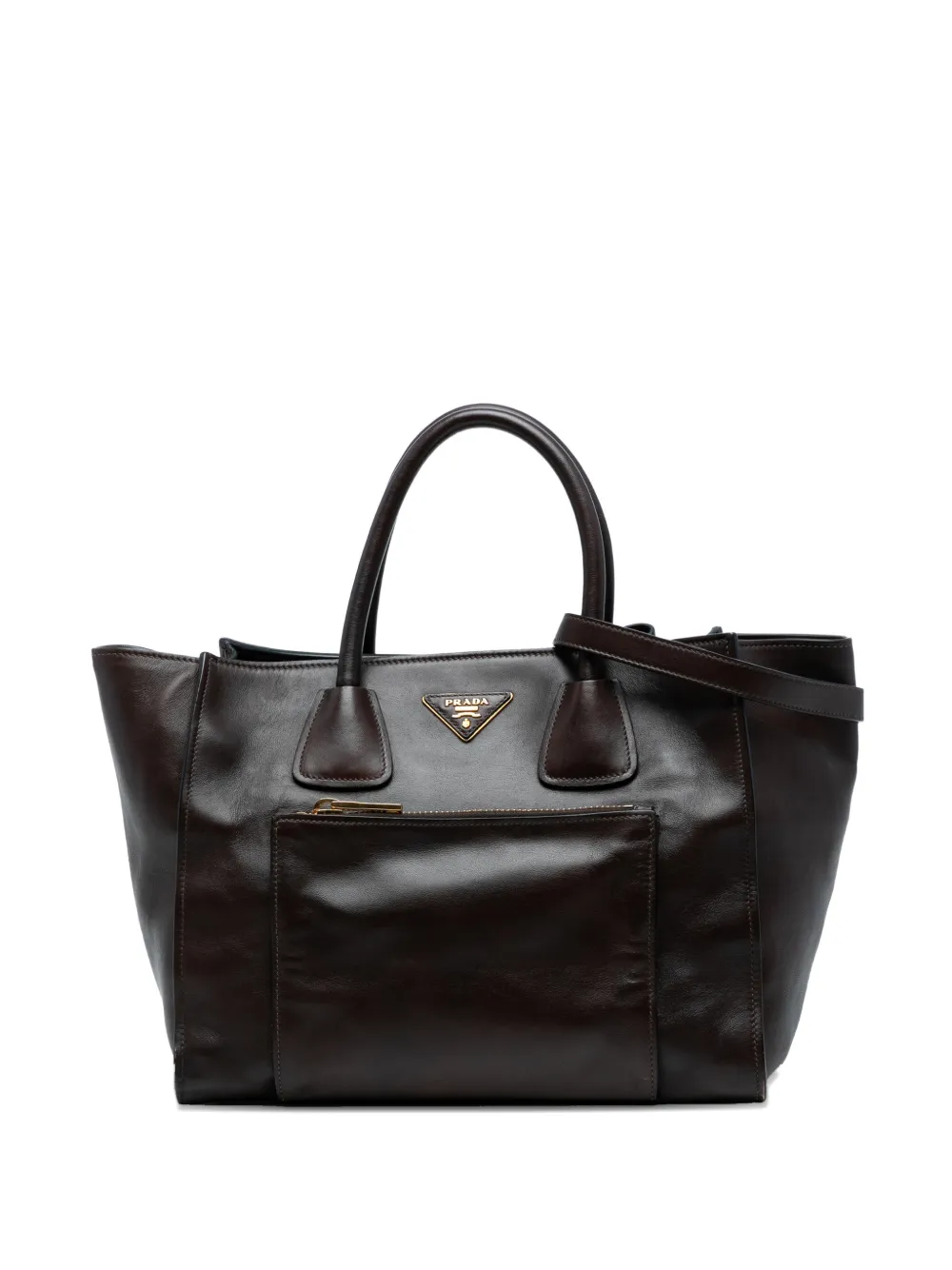 Prada Pre-Owned 2000-2025 Soft Calf Shopping Tote satchel | Brown | Image 1