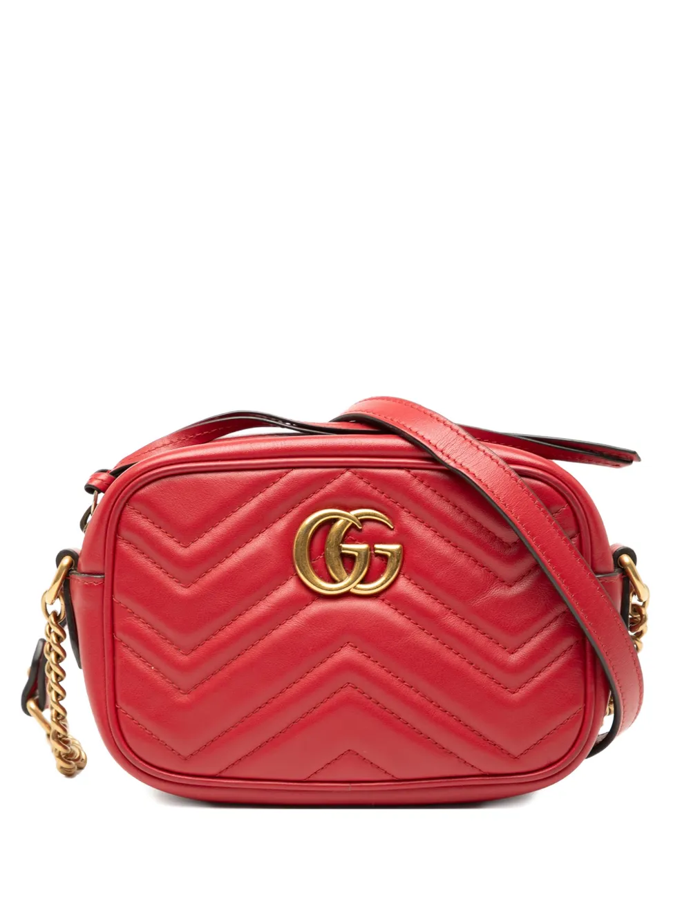 Gucci Pre-Owned 2016-2025 Mini GG Marmont Matelasse Leather crossbody bag - Rosso