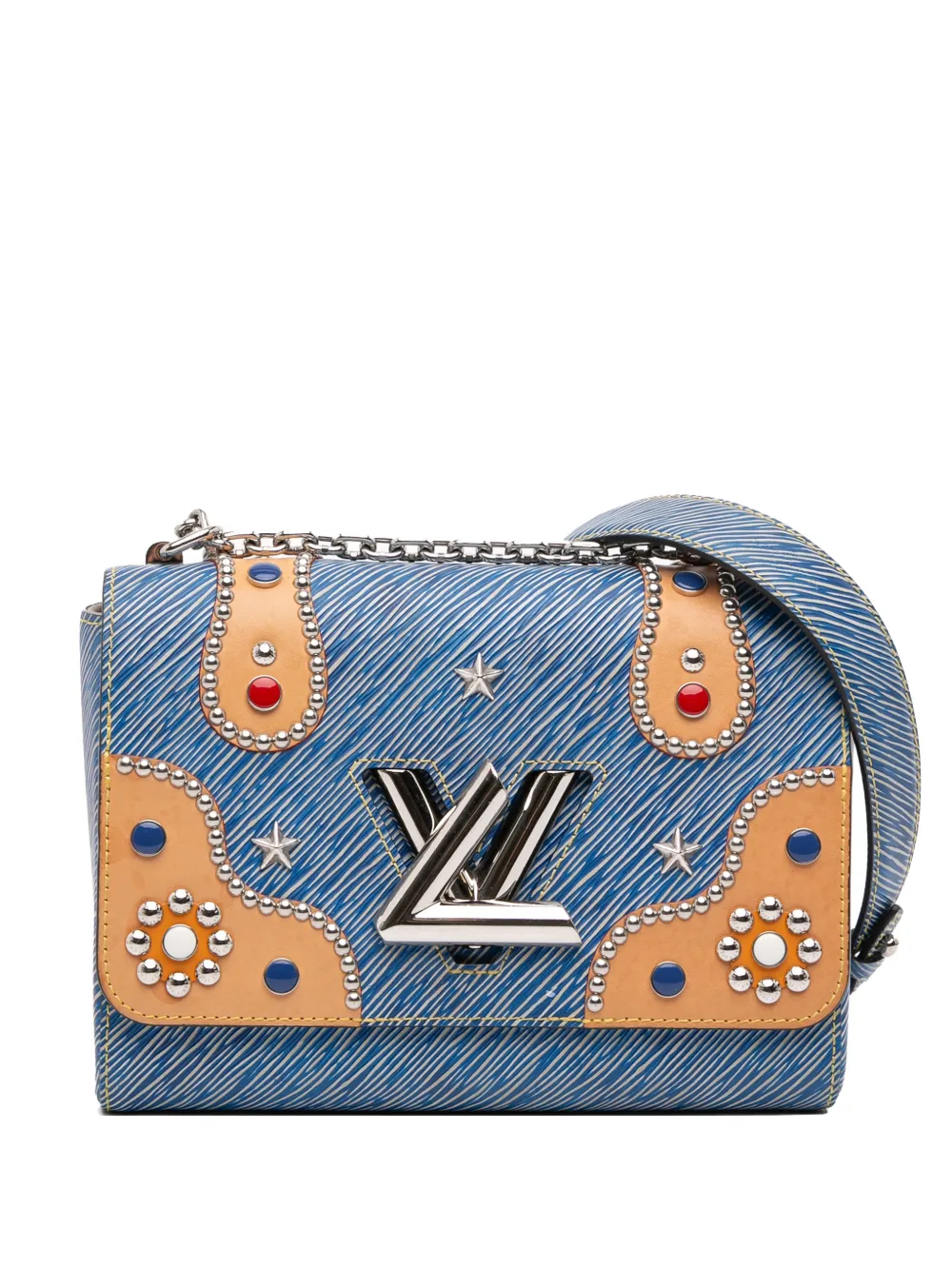 Louis Vuitton Pre-Owned 2017 Epi Denim Studded Twist MM crossbody bag - Blu