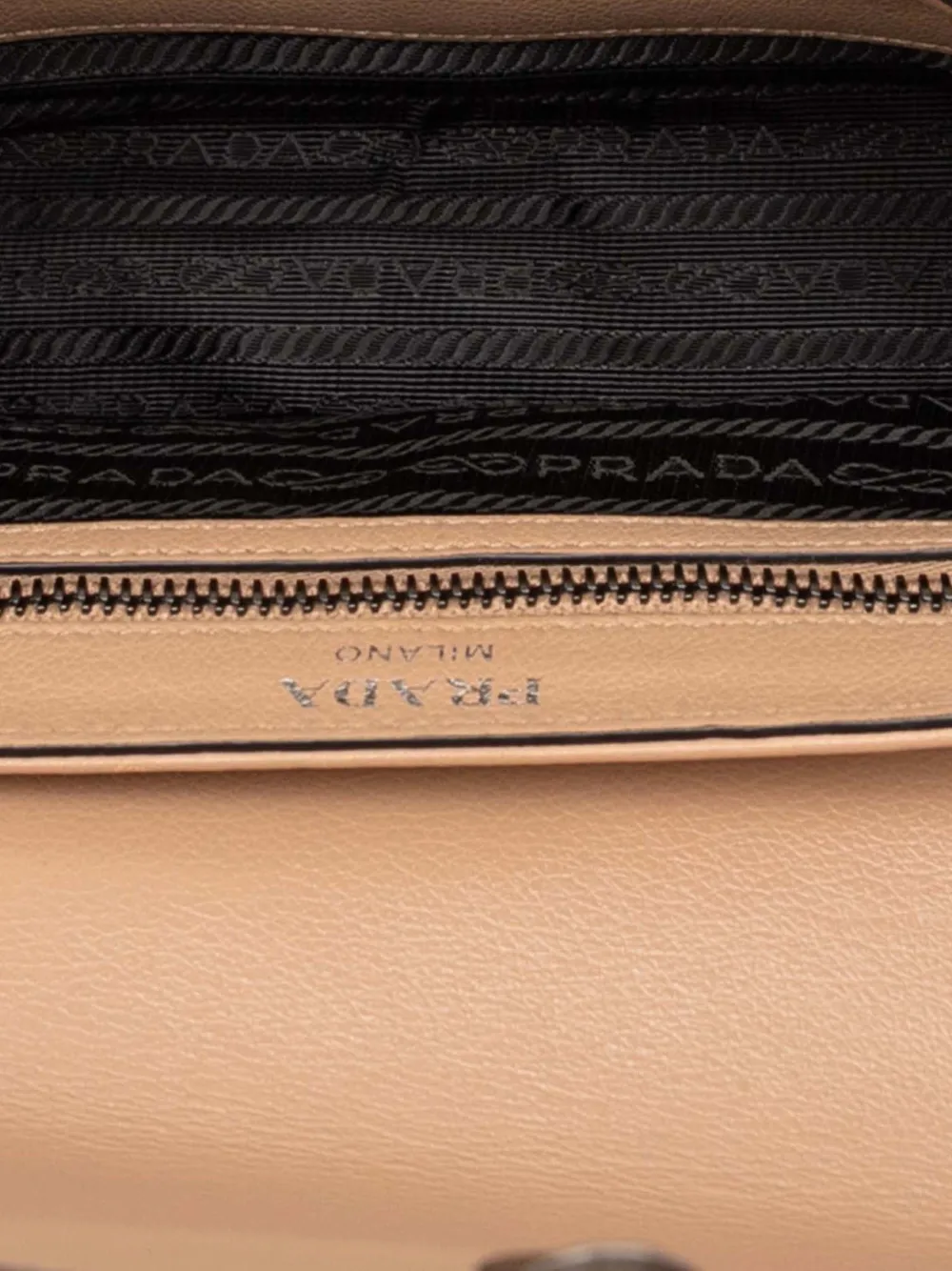 Click to view more detailed imagery on our partner's website Pre-owned Prada 2000-2025 Glace Calfskin Studded Crossbody Bag In Brown