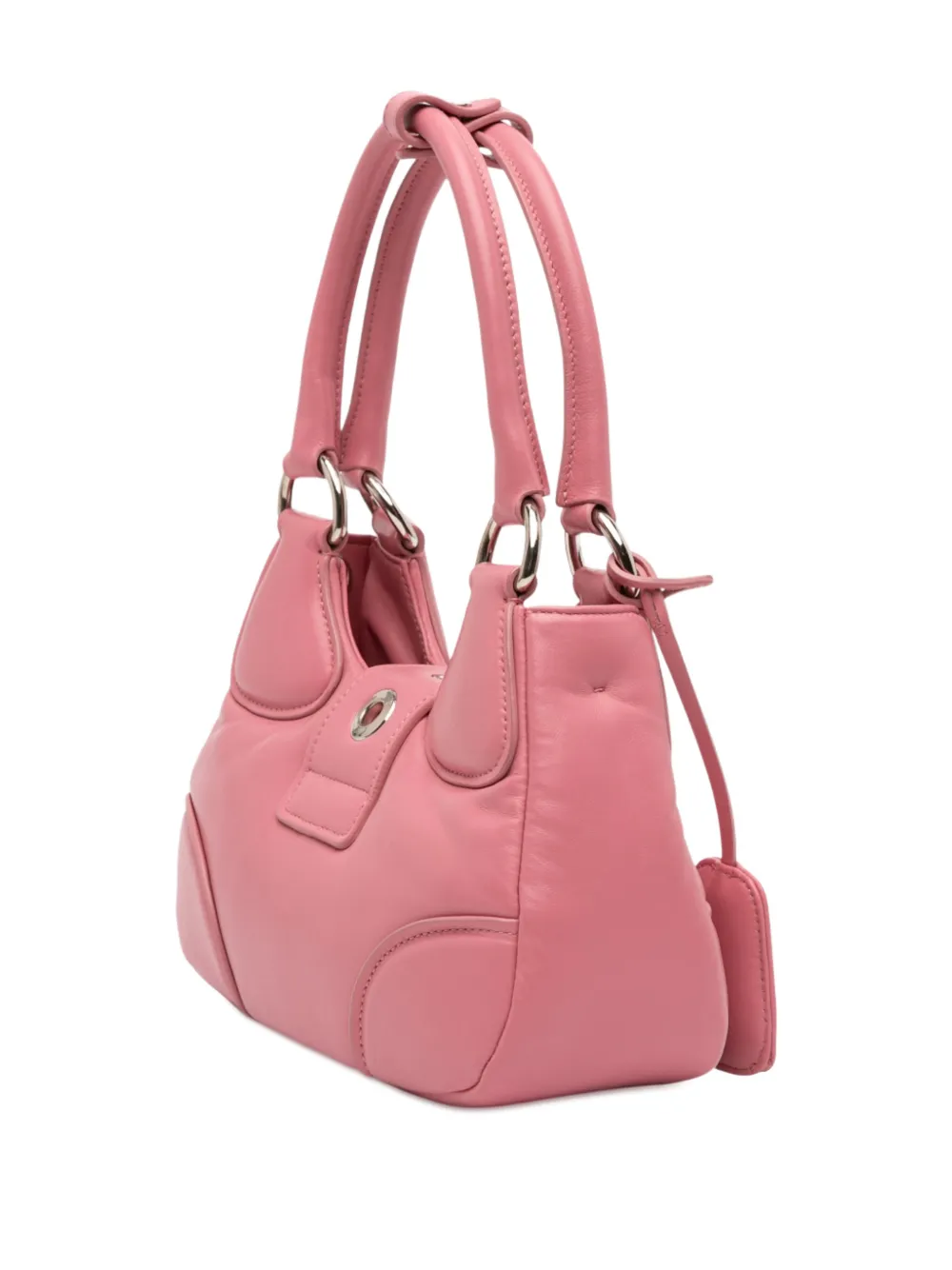 Pre-owned Prada 2010-2025 Nappa Soft Padded Re Edition 2002 Moon Satchel In Pink