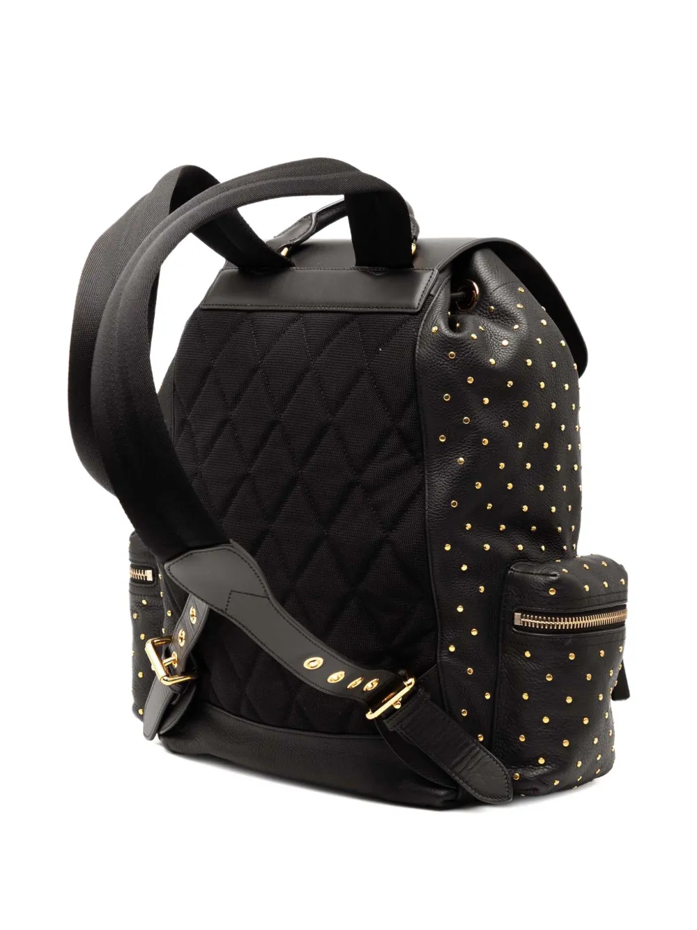 Pre-owned Burberry 2000-2017 Leather Studded Rucksack Backpack In Black