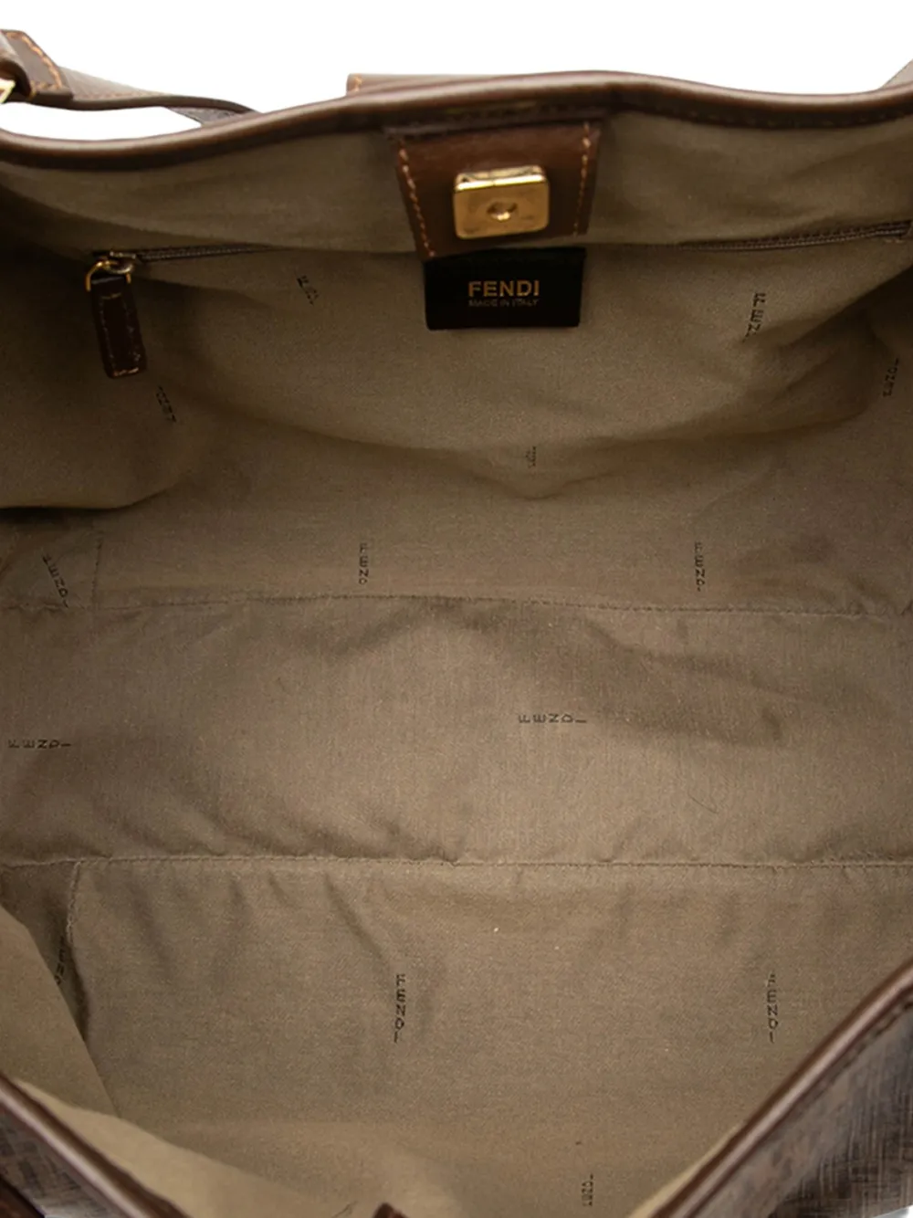 FENDI Pre-owned 2010-2025 Zucchino Spalmati Chiusura Tote Bag In Brown