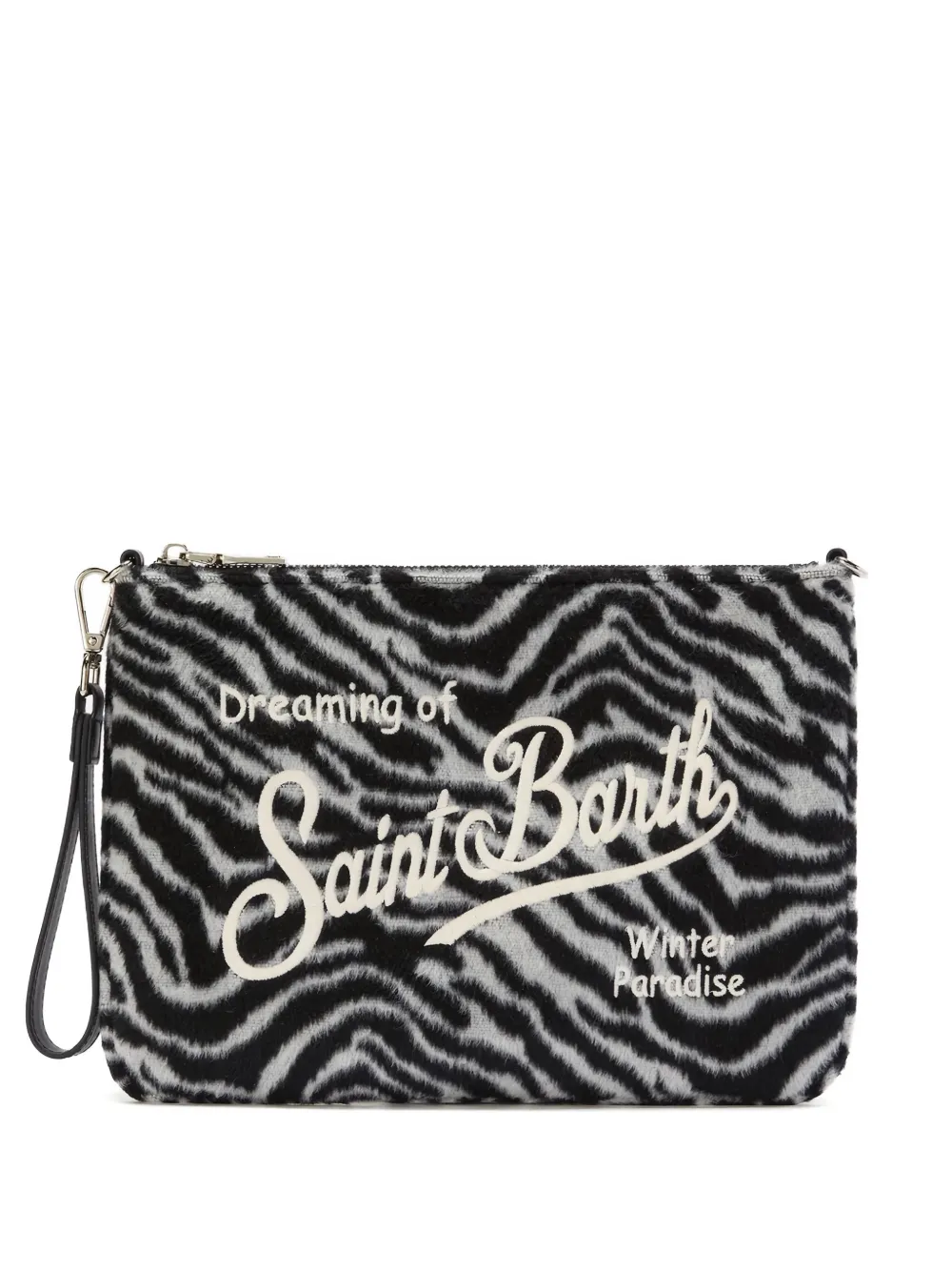 MC2 Saint Barth Schoudertas met geborduurde zebraprint Zwart