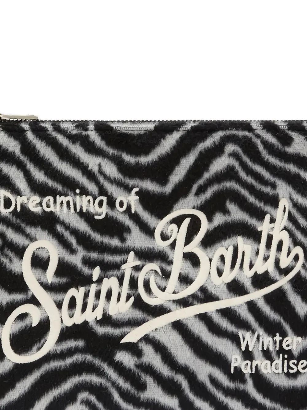 MC2 Saint Barth Schoudertas met geborduurde zebraprint Zwart