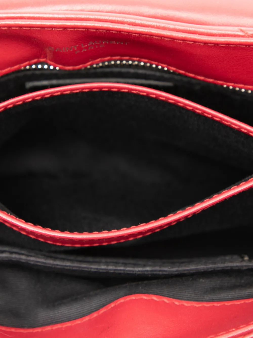 SAINT LAURENT Pre-owned 2017 Toy Matelasse Leather Monogram Loulou Crossbody Bag In Red