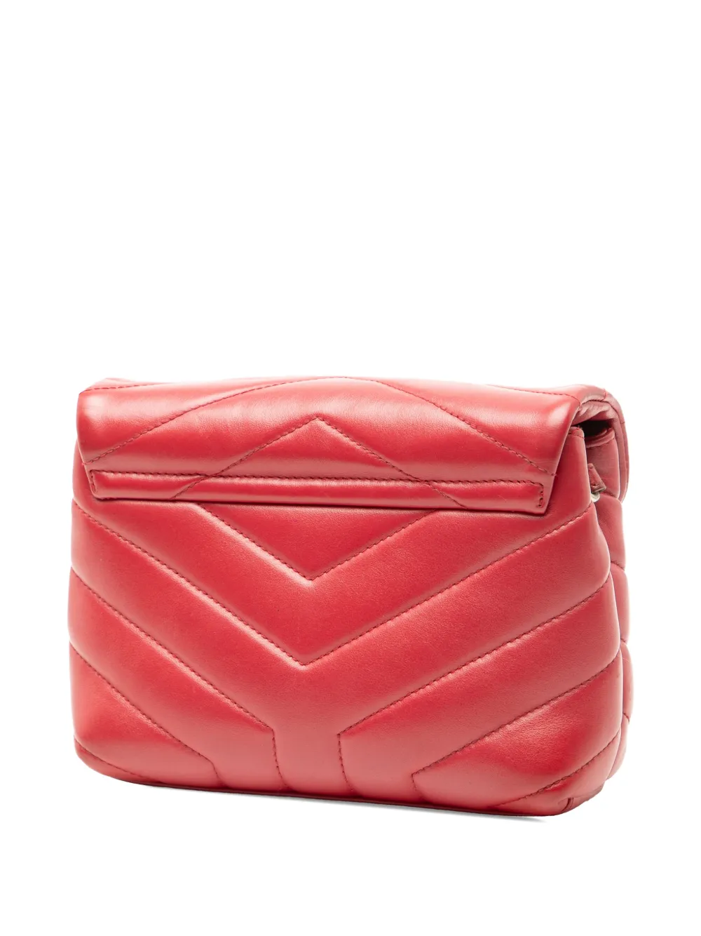 SAINT LAURENT Pre-owned 2017 Toy Matelasse Leather Monogram Loulou Crossbody Bag In Red