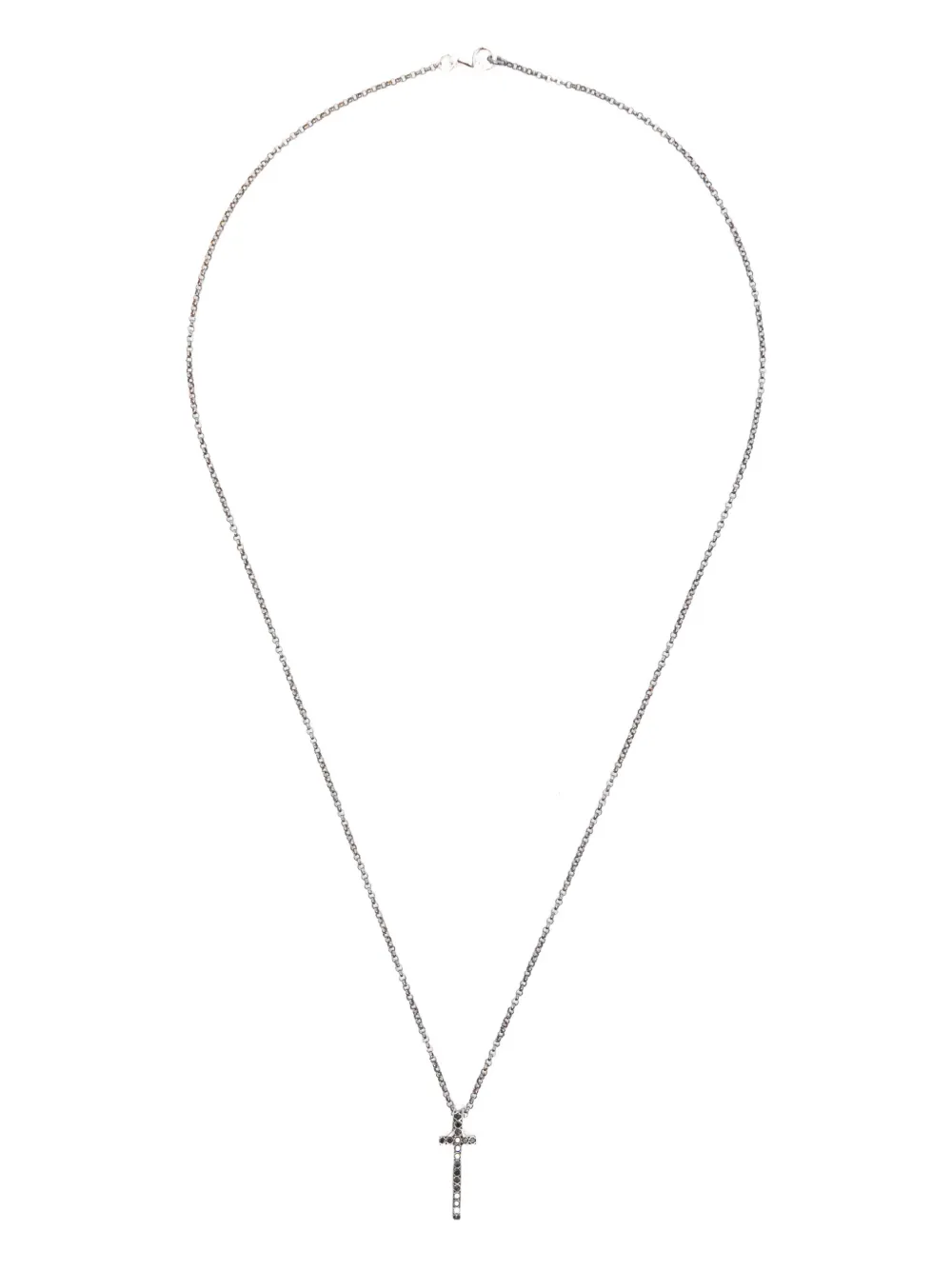 Rosa Maria sterling silver cross-pendant diamond necklace - Argento