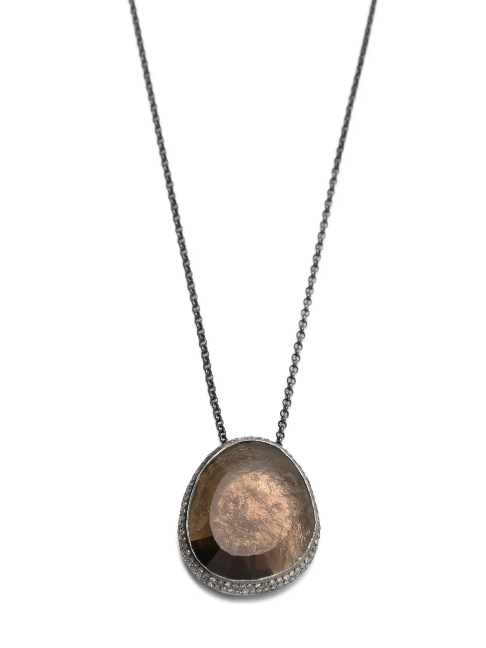 Sterling Silver Diamond And Quartz Necklace