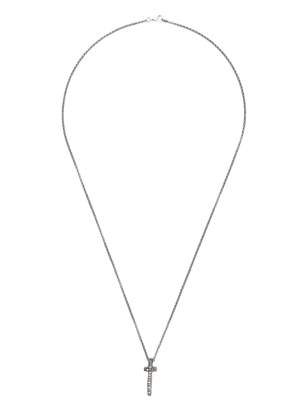 Rosa Maria sterling silver cross-pendant diamond necklace - Argento