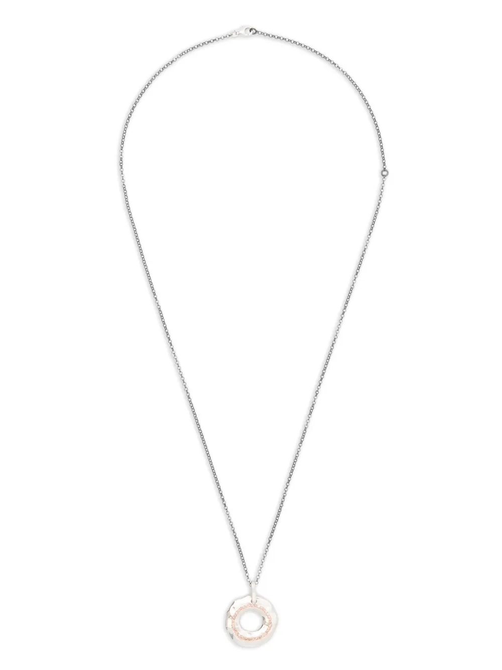 Rosa Maria 18K rose gold and sterling silver round-pendant diamond necklace - Argento