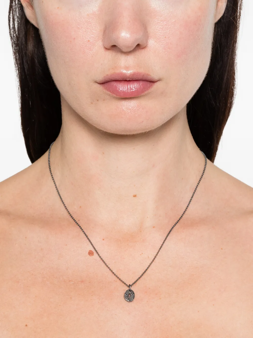 Sterling Silver Cross-Pendant Diamond Necklace