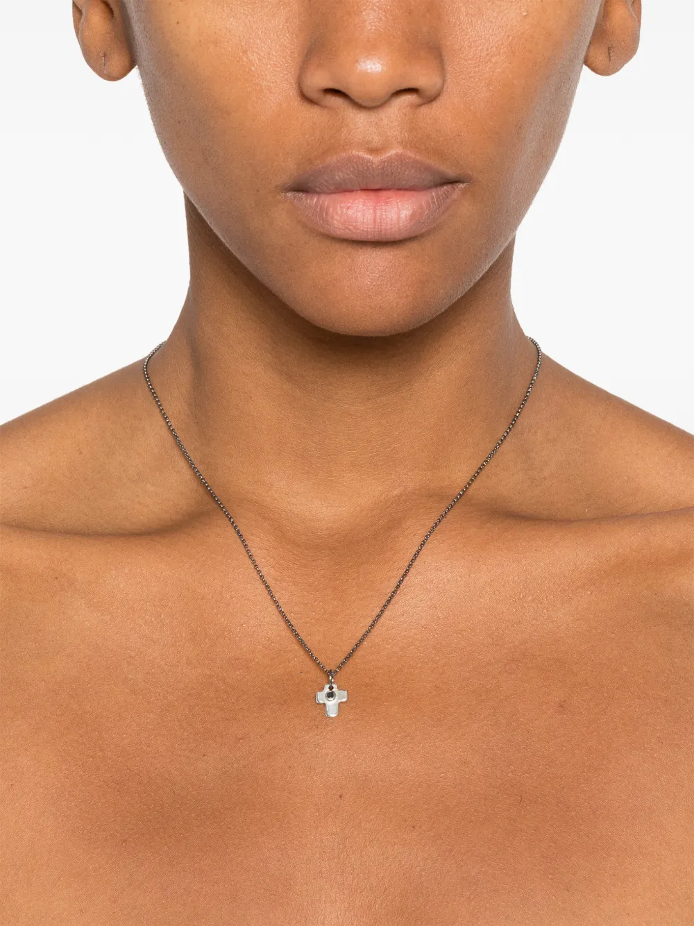 SILVER BLACK DIAMOND SPIRITSST DIX NECKLACE