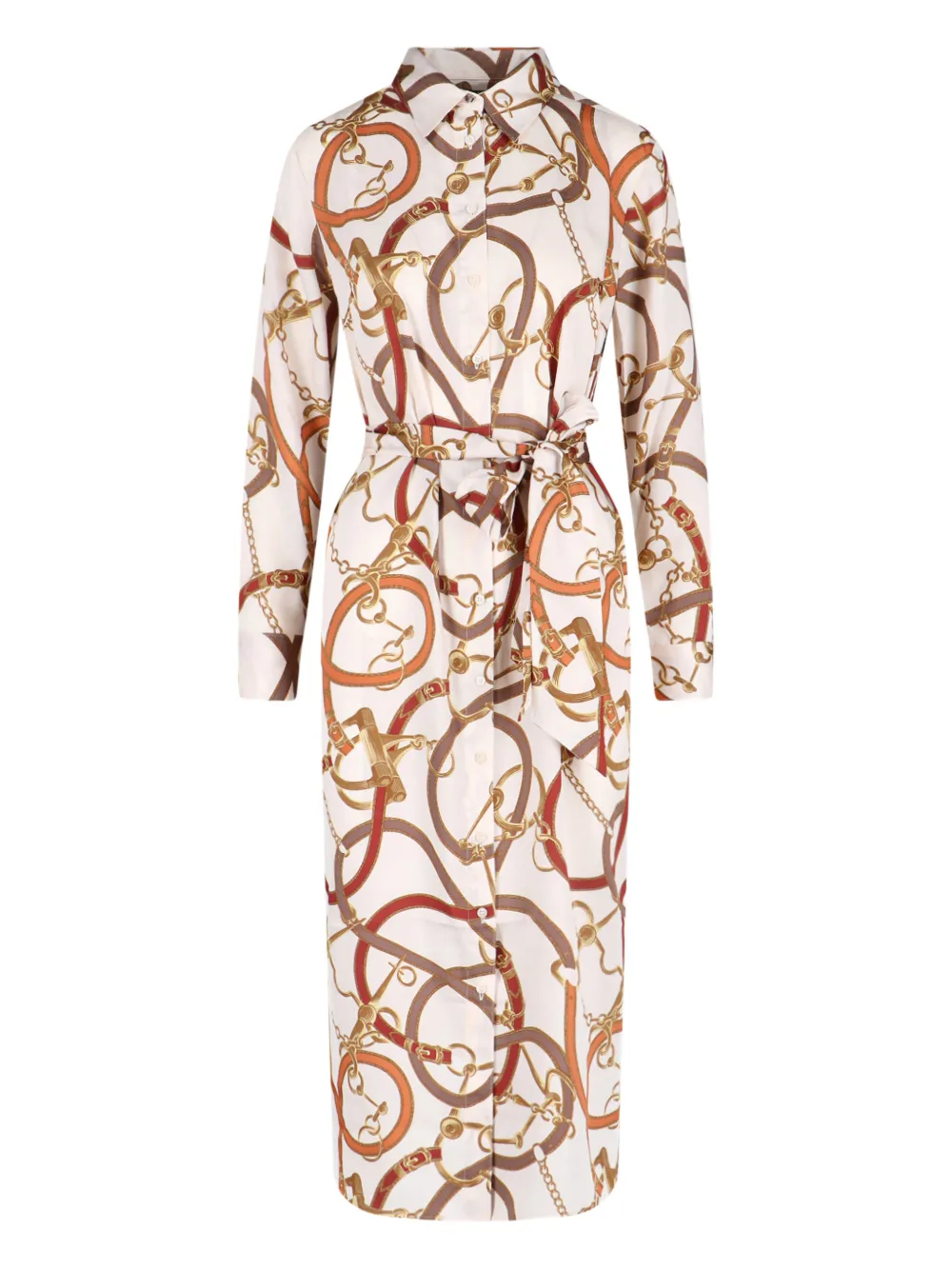 Lauren+Ralph+Lauren+robe-chemise+ceinturee+à+coupe+longue+-+Tons+neutres