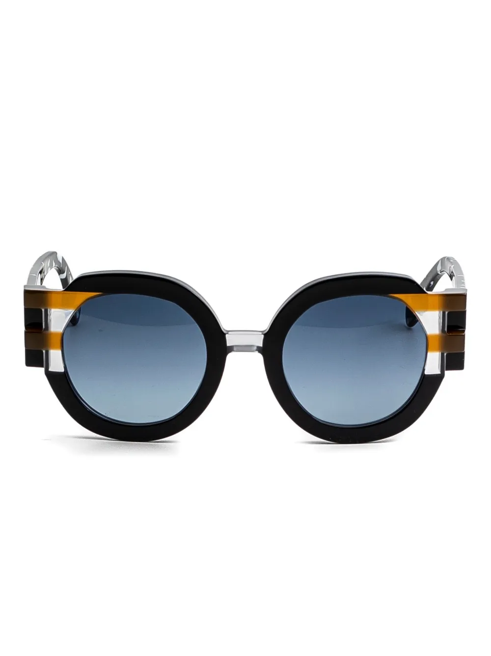 Face À Face Faces2 Round-frame Sunglasses In Black