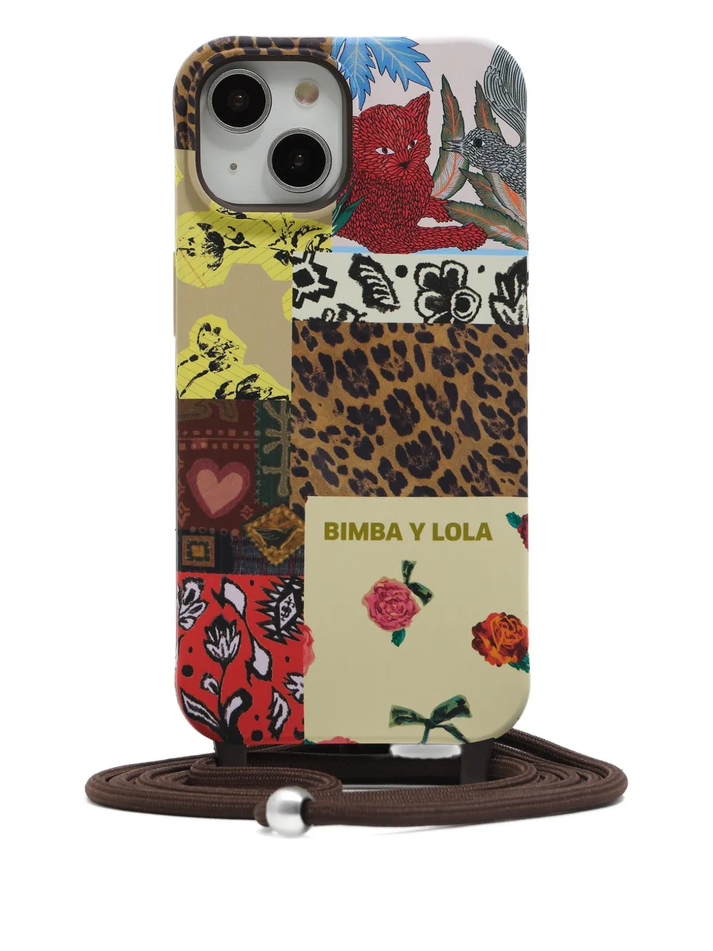 Bimba y Lola Cover per iPhone 15 con design patchwork - Marrone