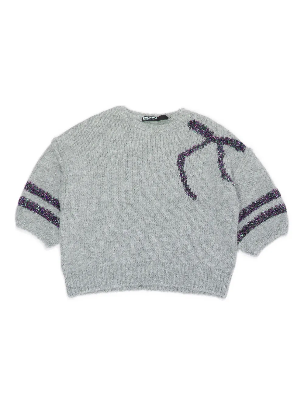Bimba y Lola Verzierter Pullover mit Streifen - Grau