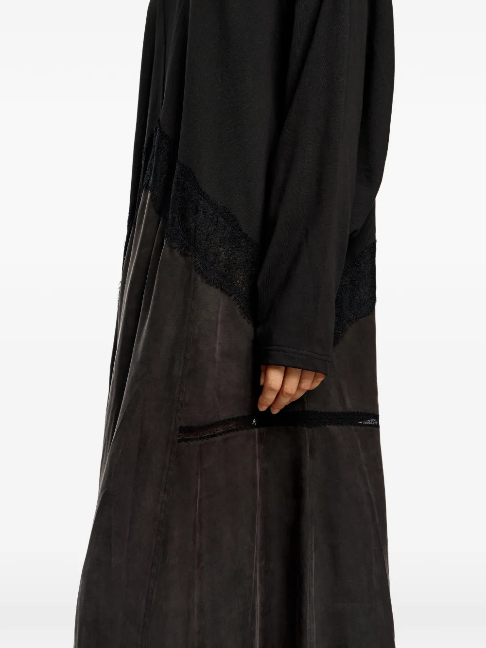 Bimba Y Lola Lace-trim Panelled Maxi Dress In Black