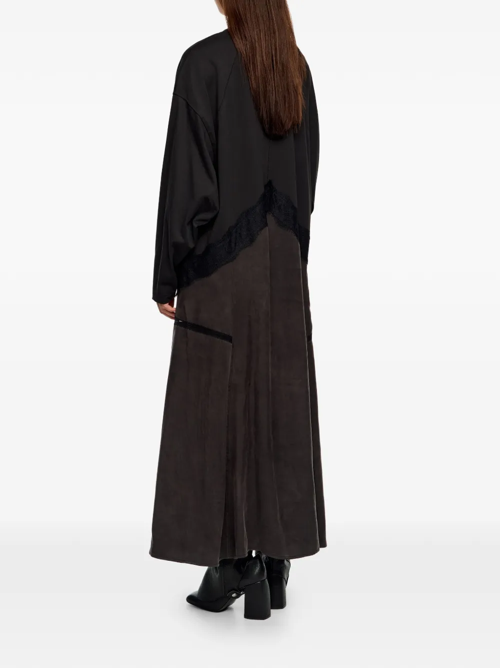 Bimba Y Lola Lace-trim Panelled Maxi Dress In Black