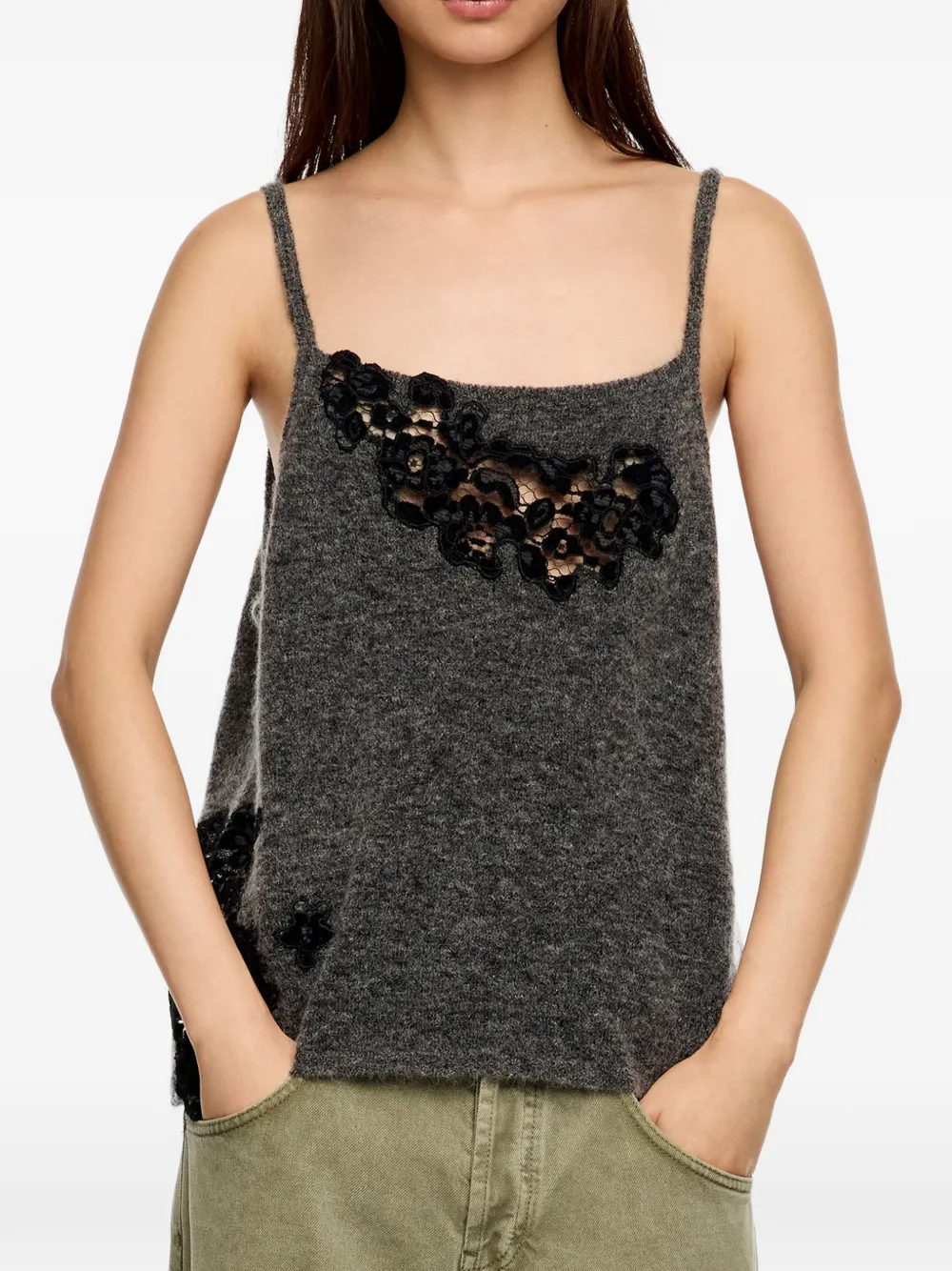 Bimba y Lola Top met kant - Grijs