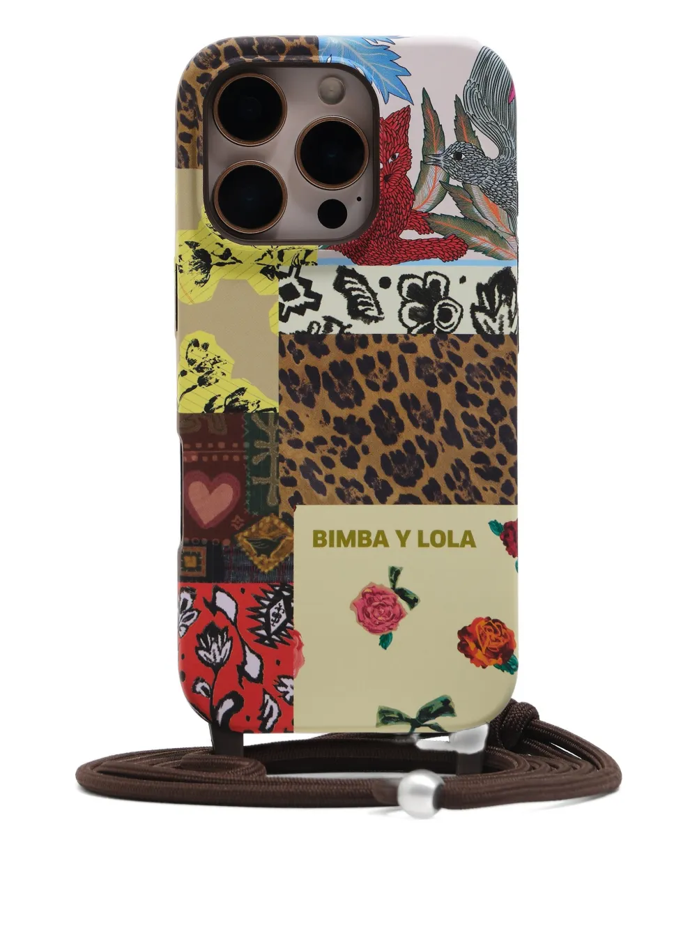 Bimba y Lola Cover per iPhone 16 con design patchwork - Marrone