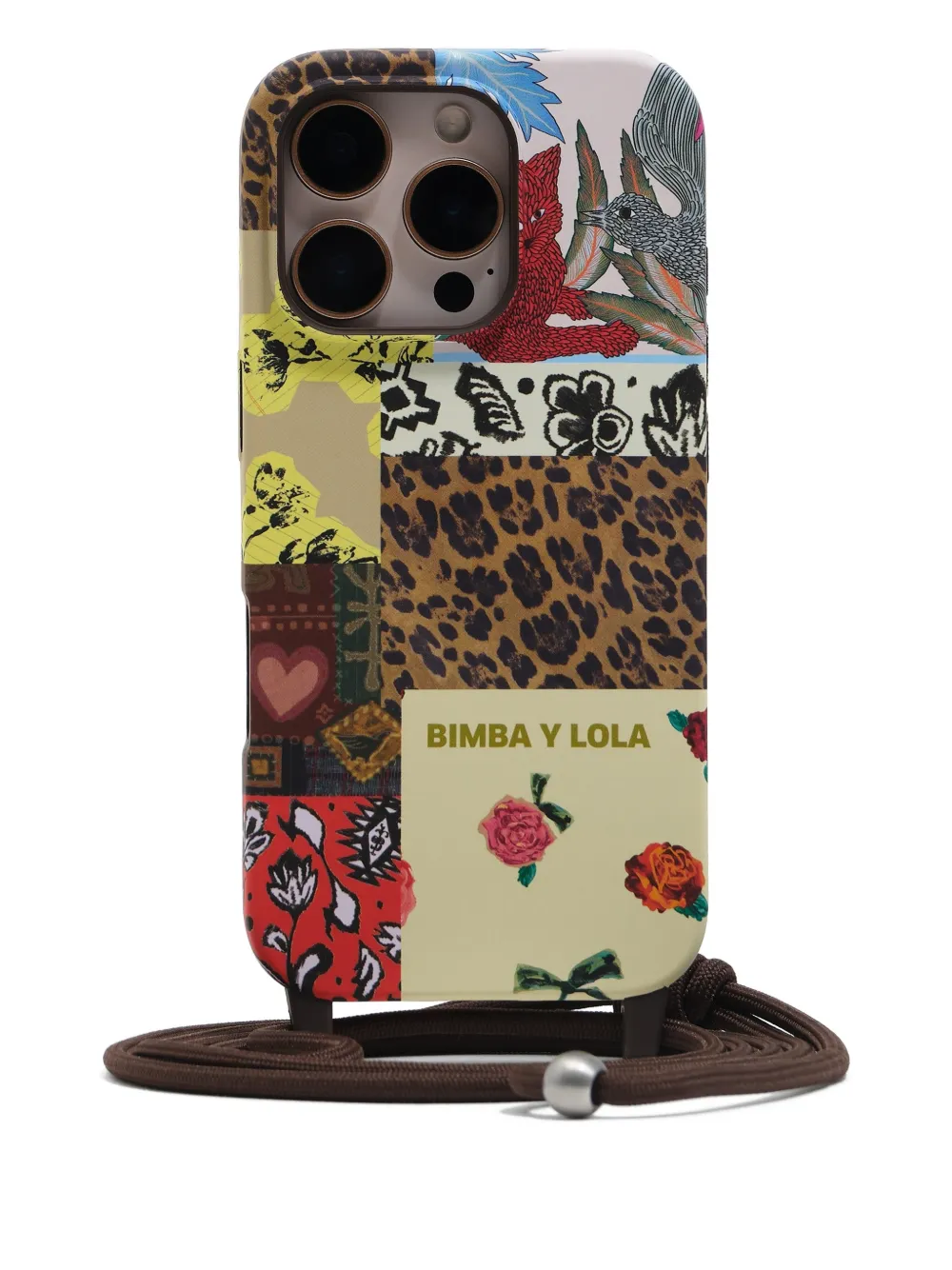 Bimba y Lola funda para iPhone 16 con diseño patchwork | marrón | Image 1