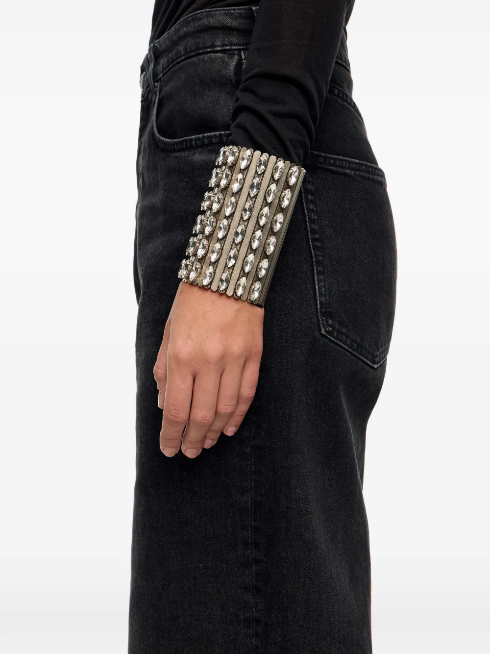 Bimba Y Lola Embellished Cuff Bracelet In Silver