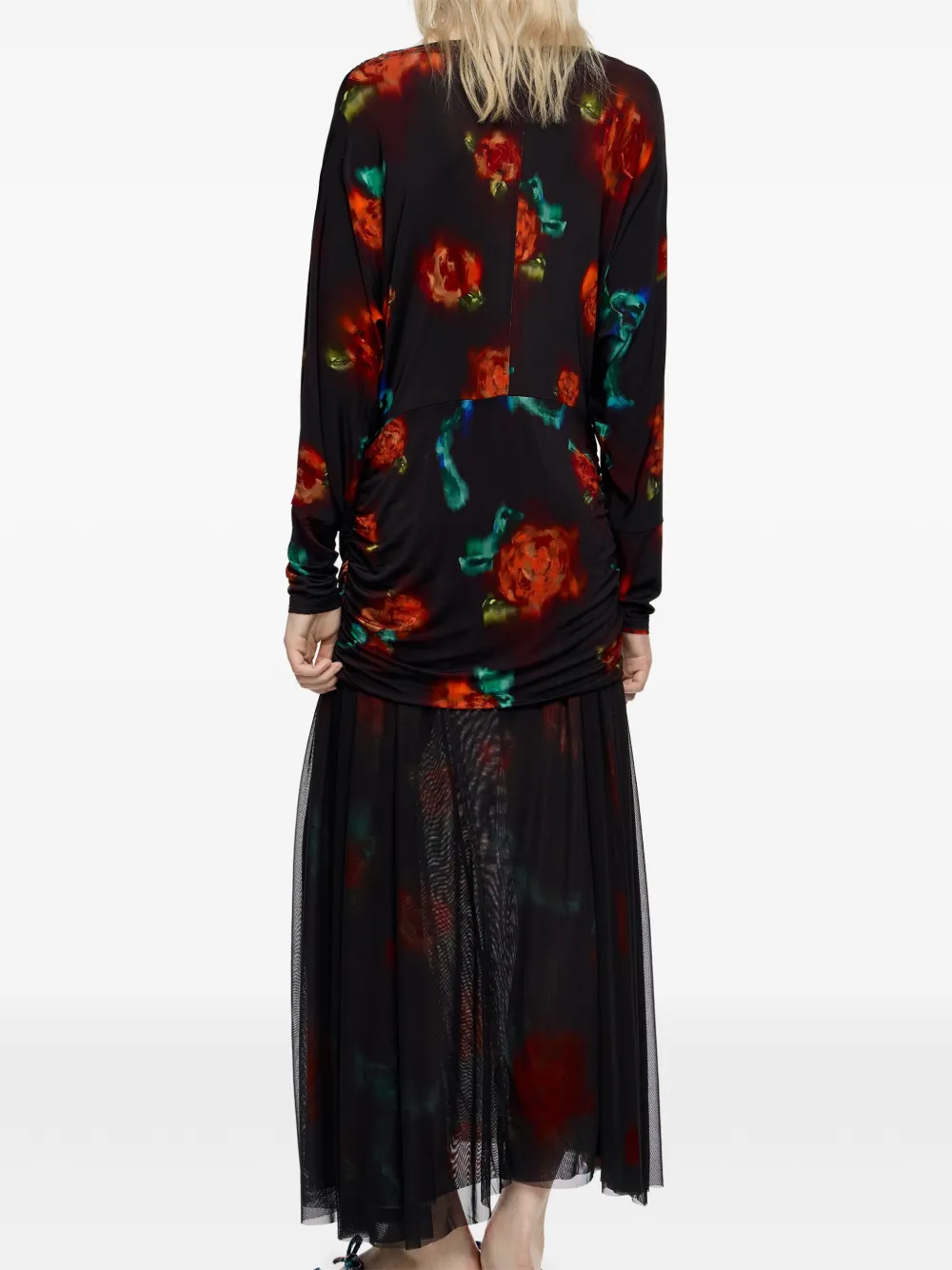 Bimba Y Lola Rose-print Maxi Dress In Brown