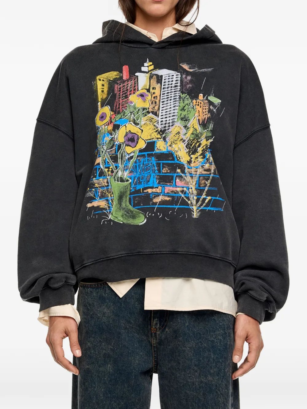 Bimba Y Lola Graphic-print Hoodie In Black