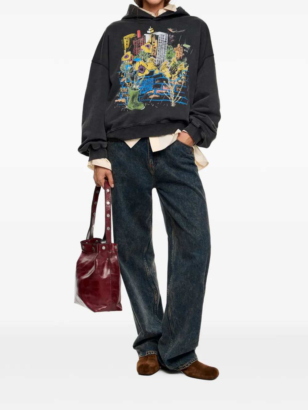 Bimba Y Lola Graphic-print Hoodie In Black