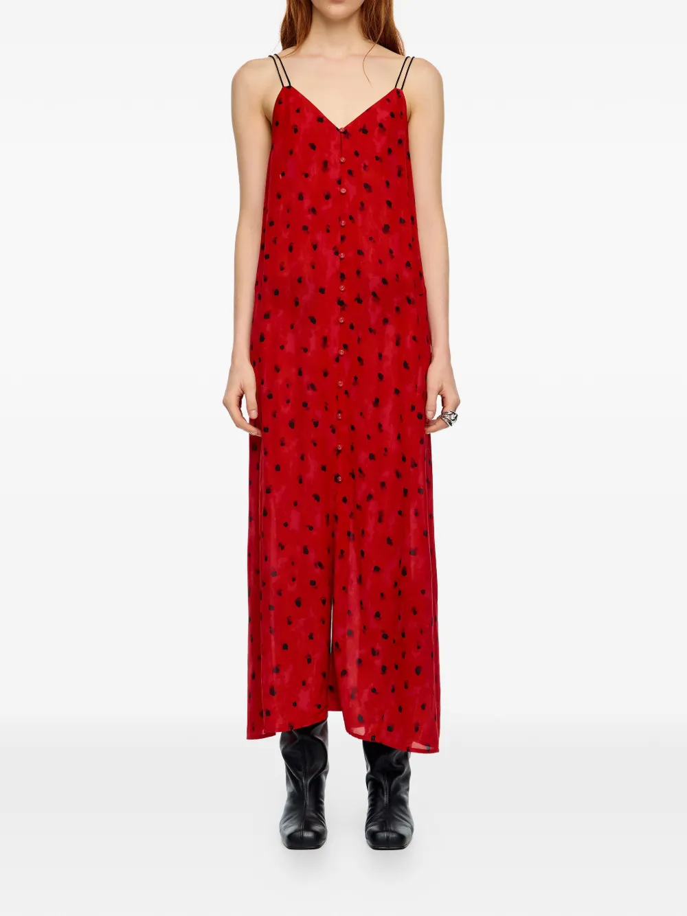 Bimba y Lola Button-up maxi-jurk met stippen - Rood