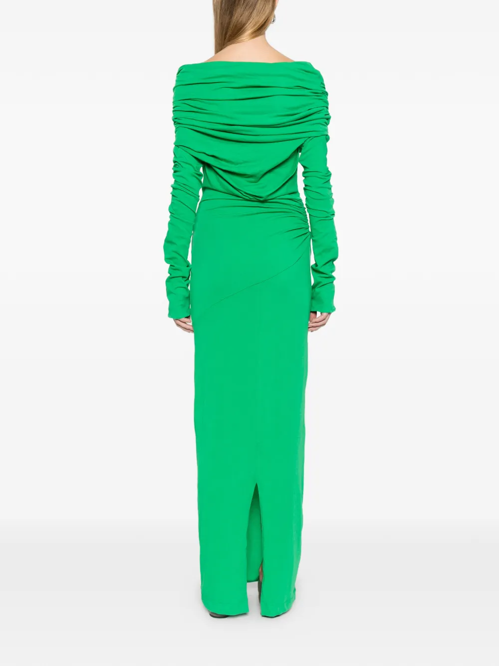ENTIRE STUDIOS Bound off-shoulder maxi-jurk Groen