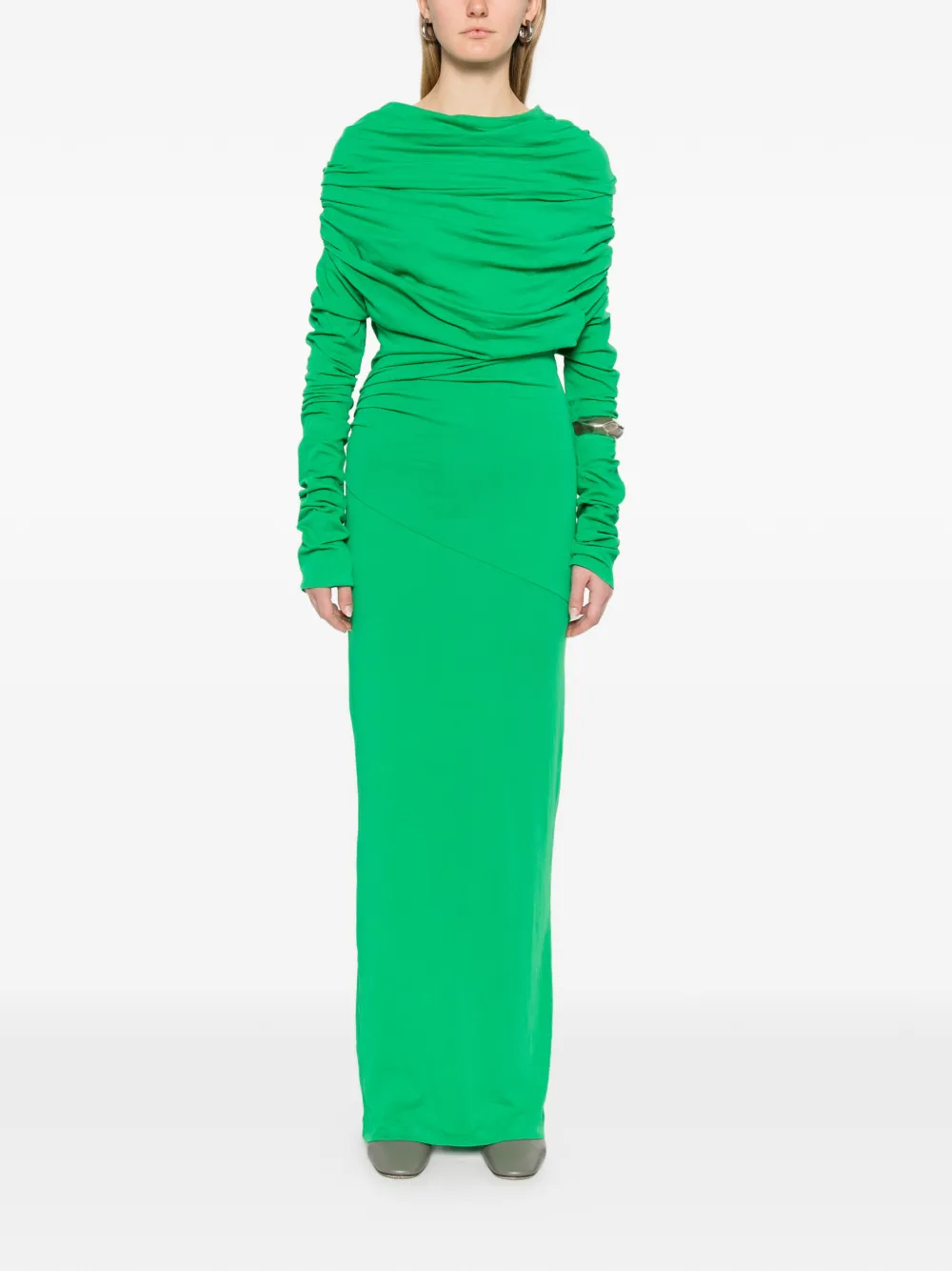 ENTIRE STUDIOS Bound off-shoulder maxi dress - Groen