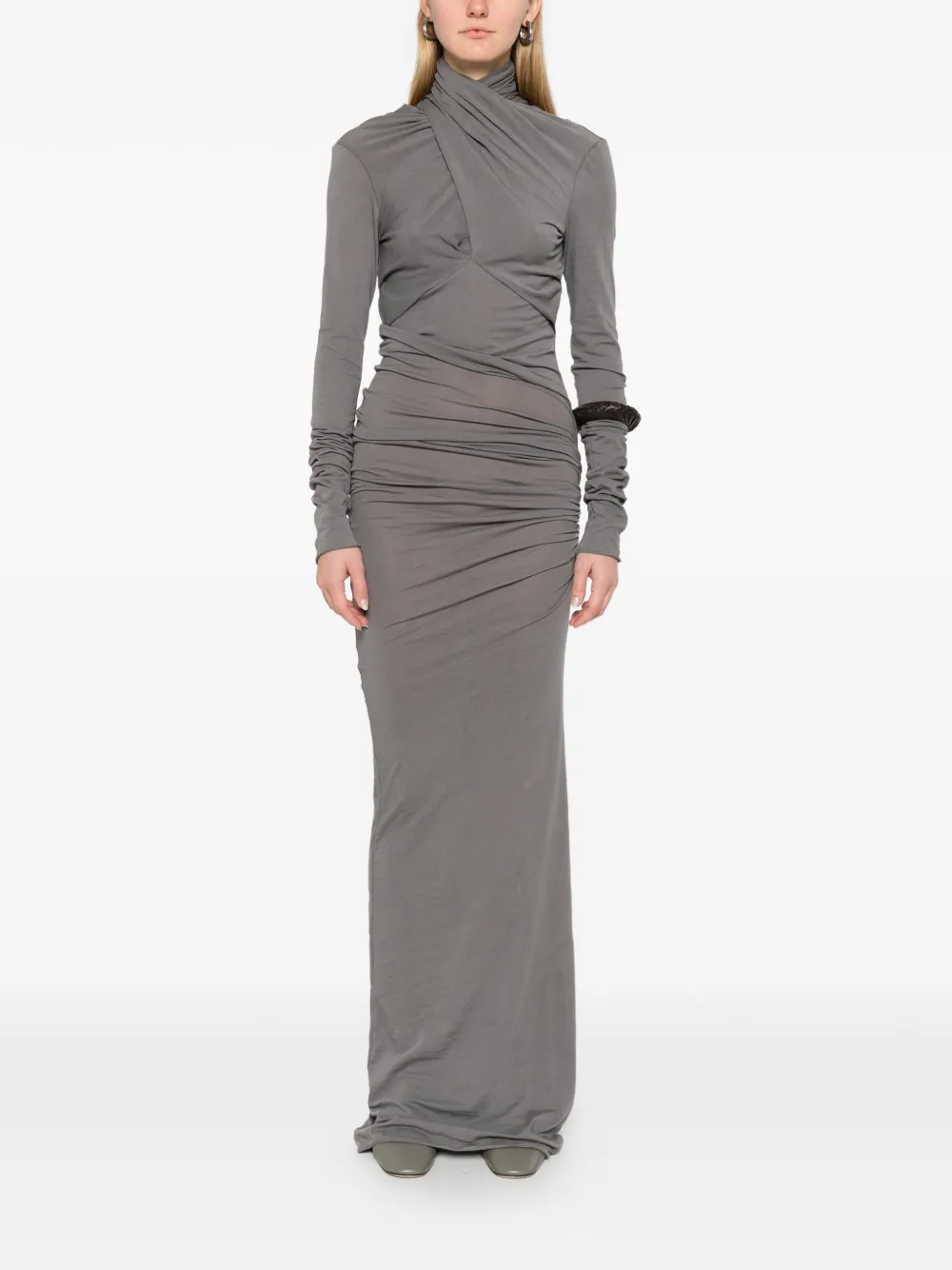 ENTIRE STUDIOS ruched long-sleeve maxi dress - Grijs