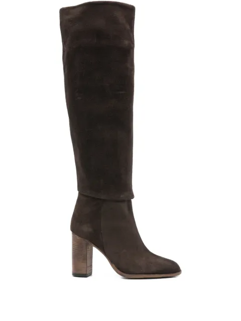 paola parisi 85mm block-heel suede boots