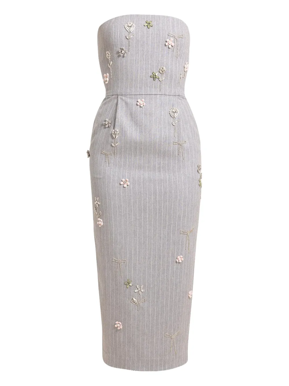 Bernadette Elena embroidered striped midi dress - Grigio