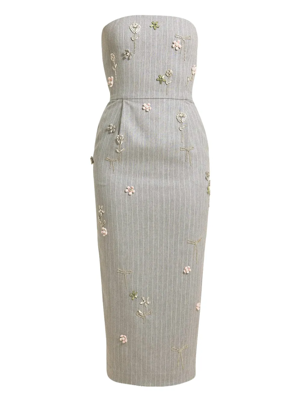 Bernadette Elena embroidered striped midi dress - Grey