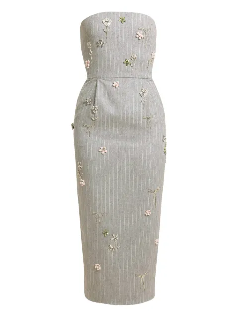 Bernadette Elena embroidered striped midi dress