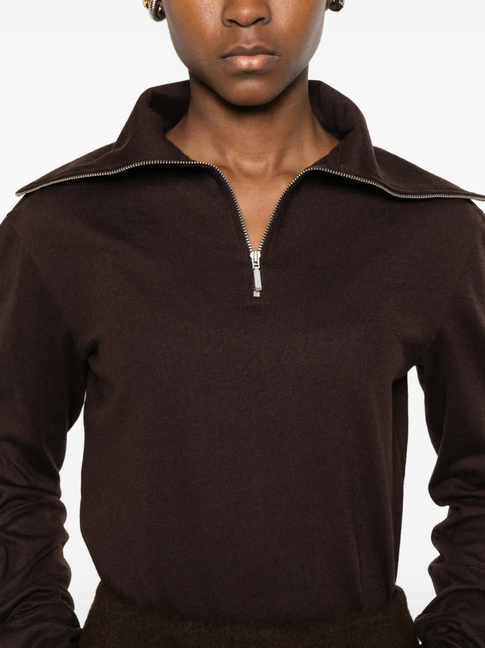 ENTIRE STUDIOS Sweater met halve rits Bruin