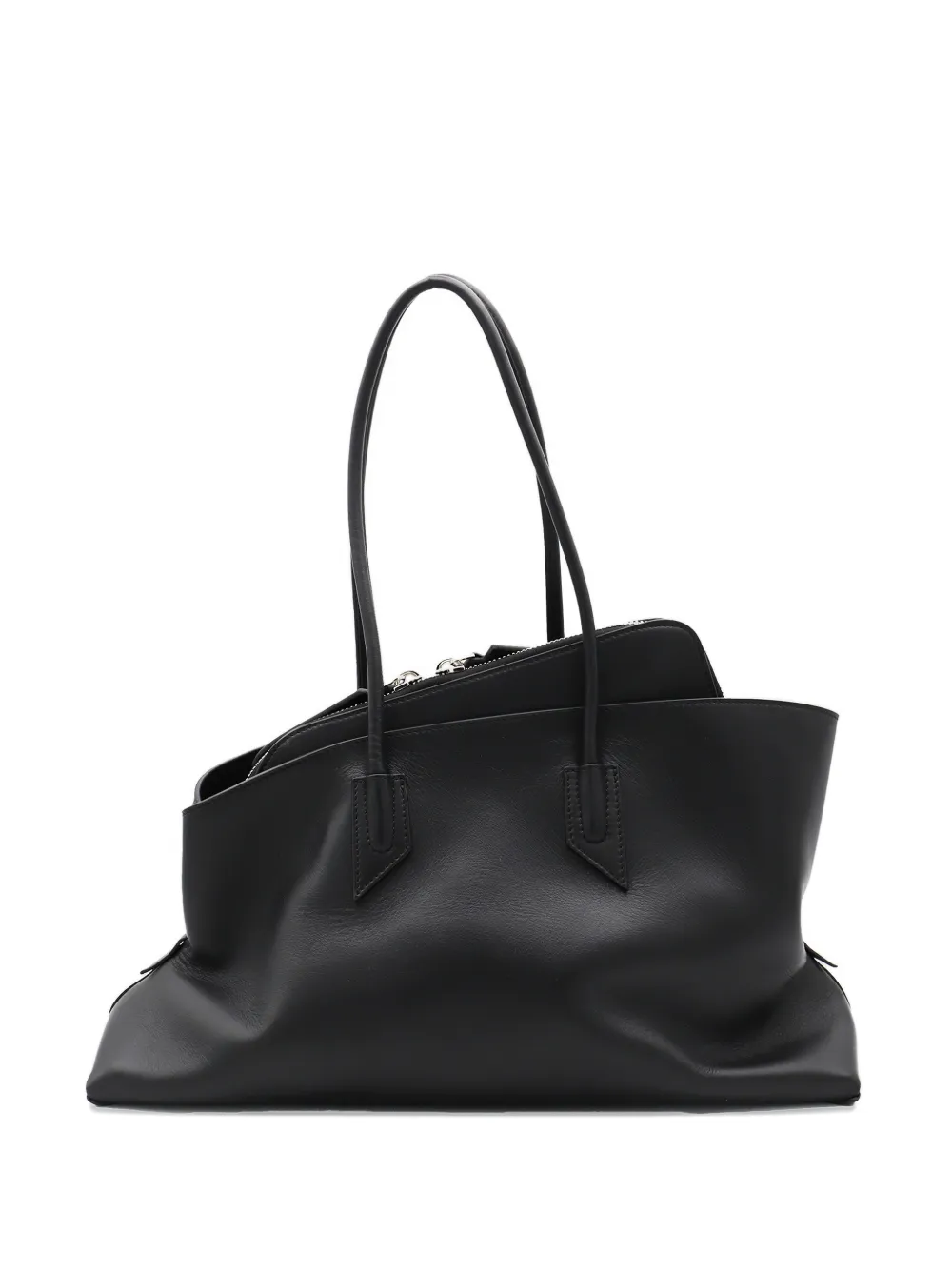 Attico La Passeggiata Medium Asymmetric Leather Tote In Black